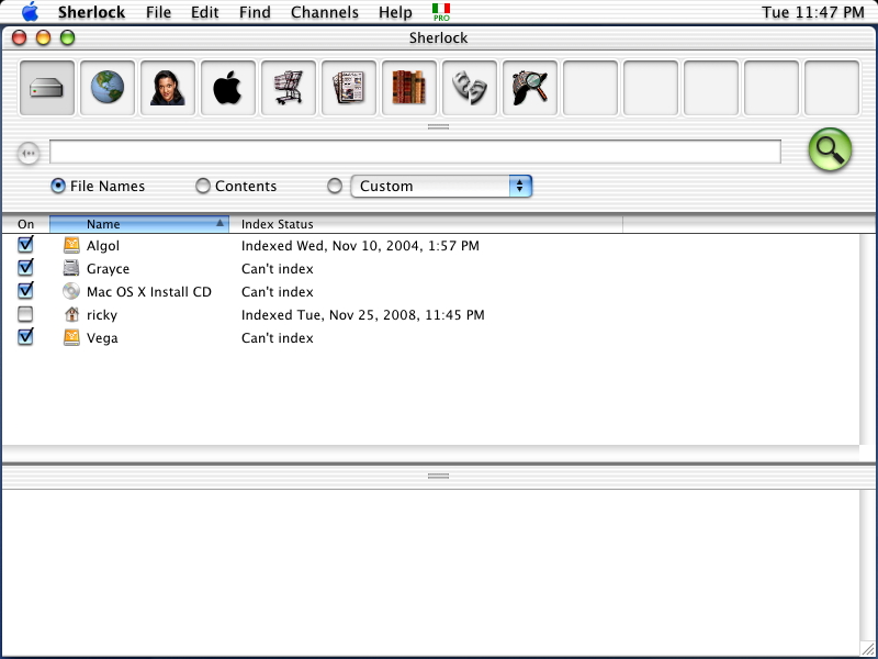 Mac OS X 10.0 Cheetah Sherlock Search App (2001)